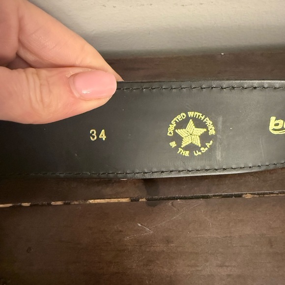 Boston Leather Patent Leather Garrison Belt Size 34 Black 1.75” Made USA